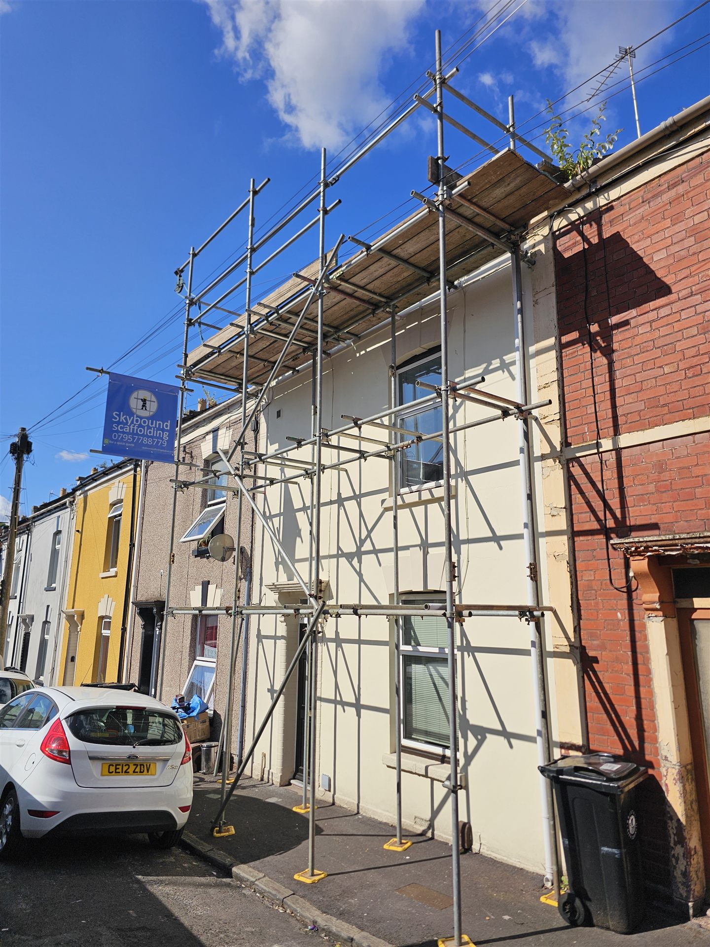 Scaffolding on a terraced house